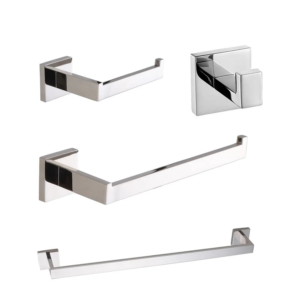 4 Piece Set Contemporary Bathroom Accessories 304 Stainless Steel Wall Mounted Towel Bar Toilet Paper Holder
