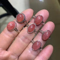 925 Sterling Silver Spiritual Healing Crystal Gemstone Jewelry Rhodochrosite Ring for Attracting love and Relieving Emotions