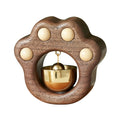 JIAMUJIA Solid Wood & Brass Cat Claw Doorbell with Magnetic Design Modern Walnut Color for Home Decor