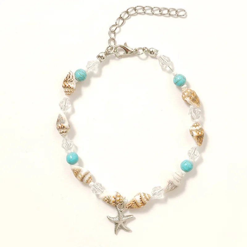 Bohemia Style Conch Shell Anklet for Women Rice Beads Pearls Crystal Ocean Starfish Fashion Jewelry HWASAN China