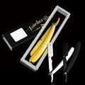 Barber Straight Shaving Razor Electroplating Gold Single Blade Razor Custom Package with Box for Men Safety Skincare Razor