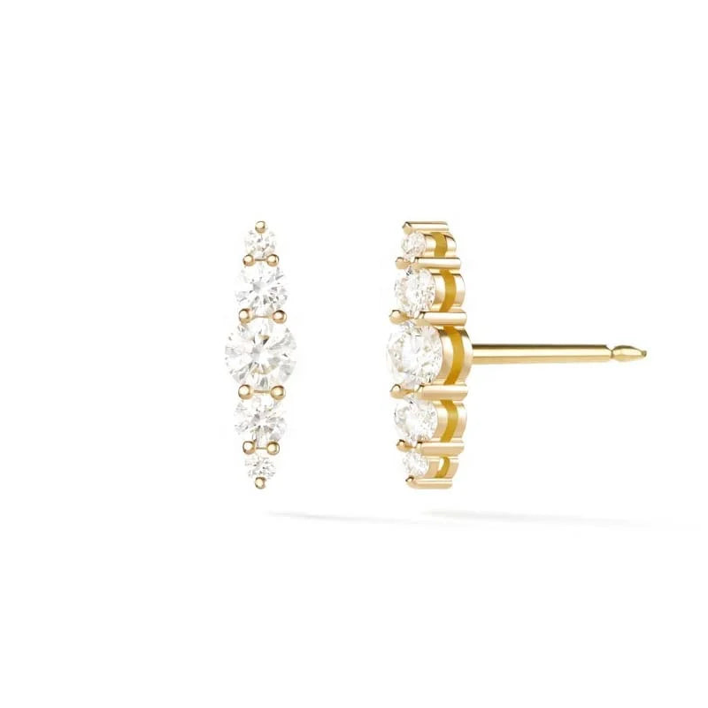 LOZRUNVE Simple 18k Gold Plated Crystal Diamond Earring Studs 925 Sterling Silver