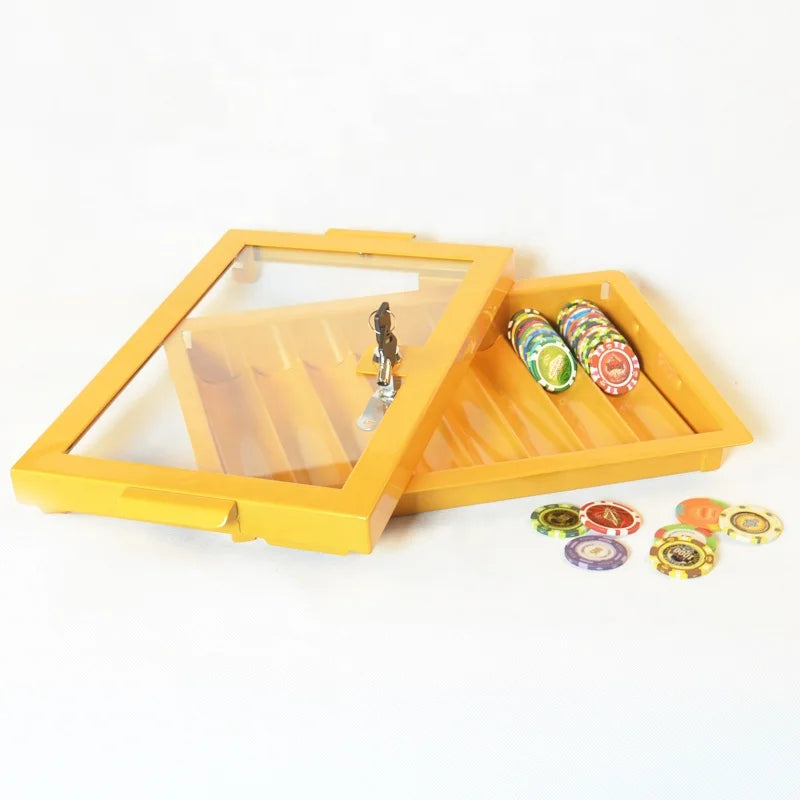 Store 350 Gold Poker Chip Tray Golden Chip Holder for Entertainment Products