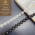 Platinum Black Gold Thread Water Soluble Lace Embroidery Bar Code Fabric for Clothing Bags Wedding Accessories Shoes