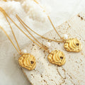 Fashion Stainless Steel 18k Gold Plated Jewelry Irregular Shaped Freshwater Pearl Pendant Necklace bijoux acier inoxydable