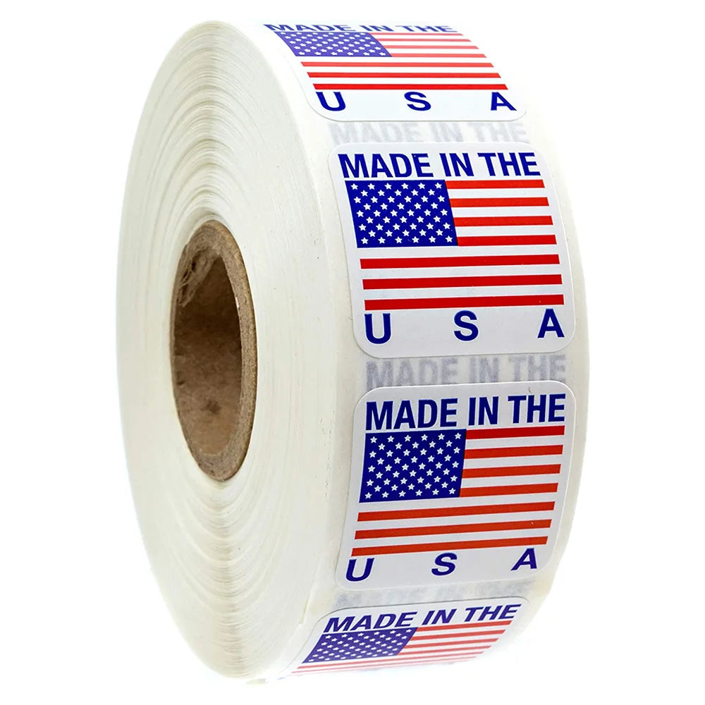 Custom Pre-Printed Glossy Paper USA Made Labels American Manufacturer Labels Made in USA Stickers Roll