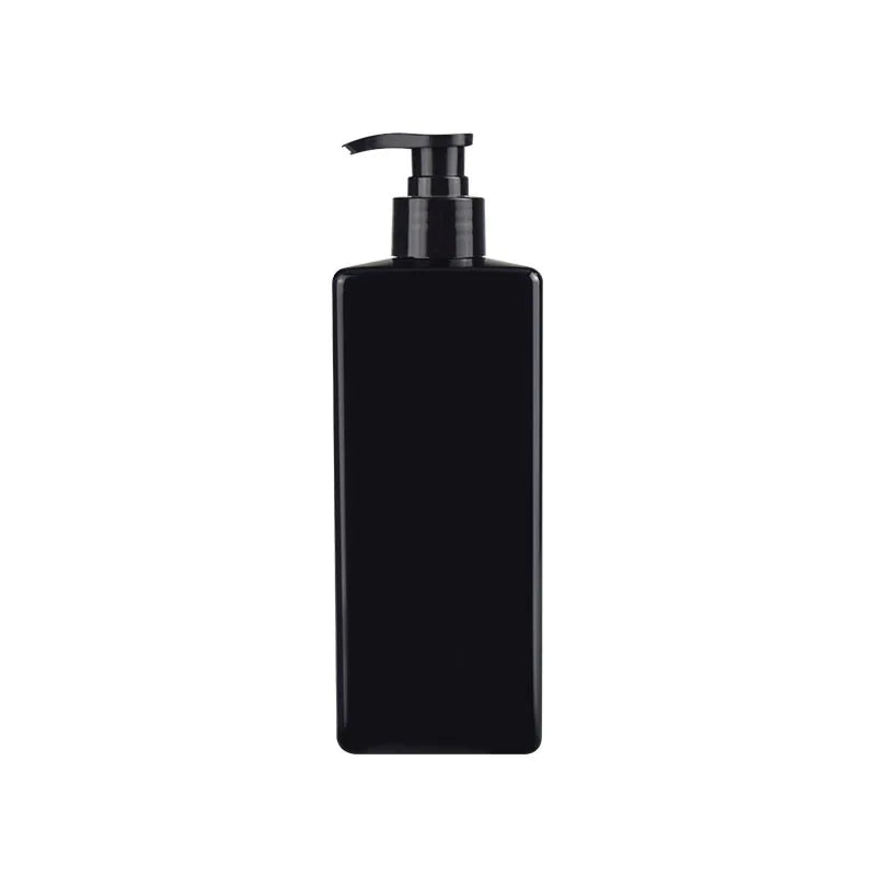 Wholesale Rectangular Pet 16oz Empty Cosmetic Black Plastic Lotion Pump Bottle 500 ml for Shampoo