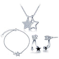 Fashion Star 925 Silver Jewelry Set Includes Earrings Bracelets Necklaces for Gift Engagement Anniversary Features Zircon Stones