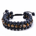 Colorful Natural Volcanic Stone Beaded Bracelet Three-Layer Adjustable En Jade Lava Gemstone Diffuser Hamsa Hand Bracelet