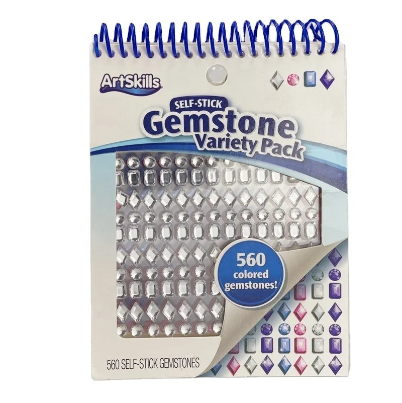 Variety Pack of 560 Self-Stick Colored Gemstones Decorative Stickers