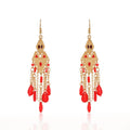 BINSHUO Women Girls' Ethnic Style Binshuo Wholesale Bohemia Vintage Handmade Colorful Crystal Beads Earrings Fashion Chandelier