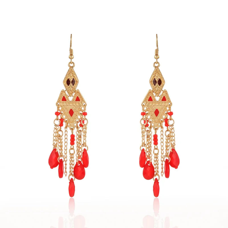 BINSHUO Women Girls' Ethnic Style Binshuo Wholesale Bohemia Vintage Handmade Colorful Crystal Beads Earrings Fashion Chandelier