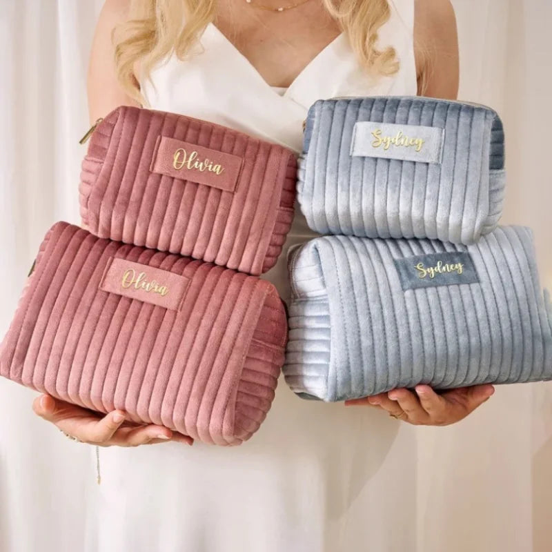 Luxury Flannel Cosmetic Bag Portable Travel Toiletry Bag Hot Sale Women Makeup Case Holder