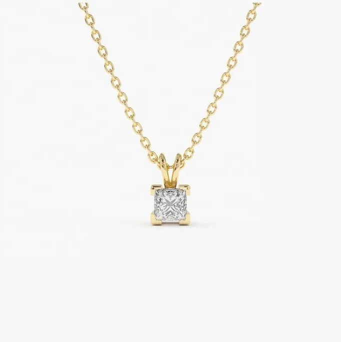 LOZRUNVE Daily Wear Jewelry 18k Gold Plated 925 Silver CZ Solitaire Pendant Necklace