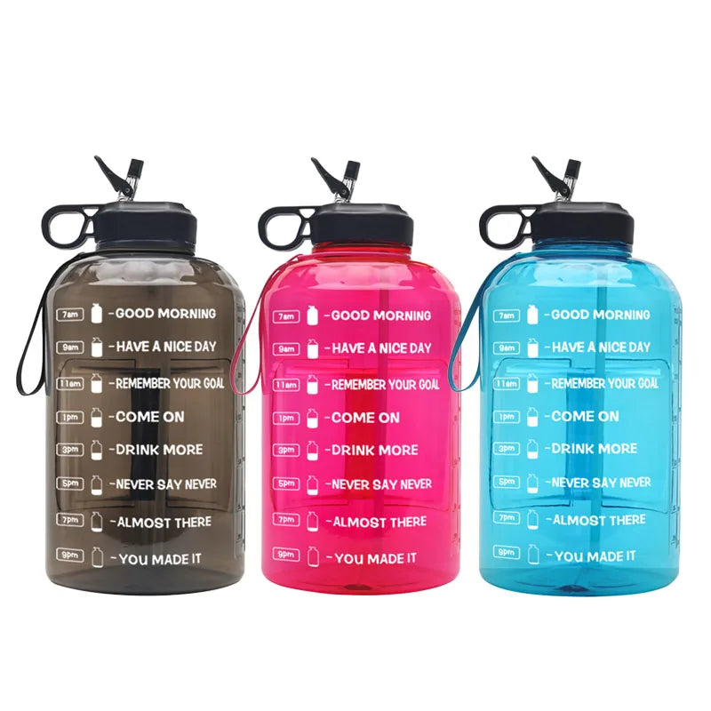 One Gallon Water Bottle with Straw Plastic Large Capacity Water Bottle Gym 3.78L Sports Water Bottle