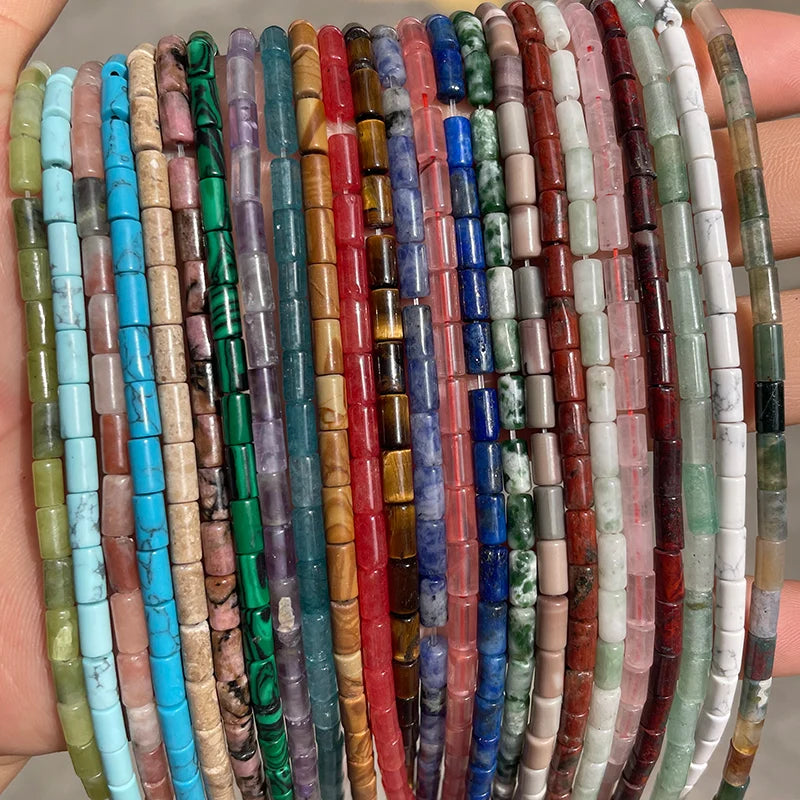 Wholesale 3x6mm Cylindrical Amethyst/Agate/Crystal/Jade Stone Tube Beads for Jewelry Making