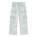 2025 Cargo White Denim Jeans Fashion Big Boy Baggy Pocket Jeans Quality Jeans Four Pocket