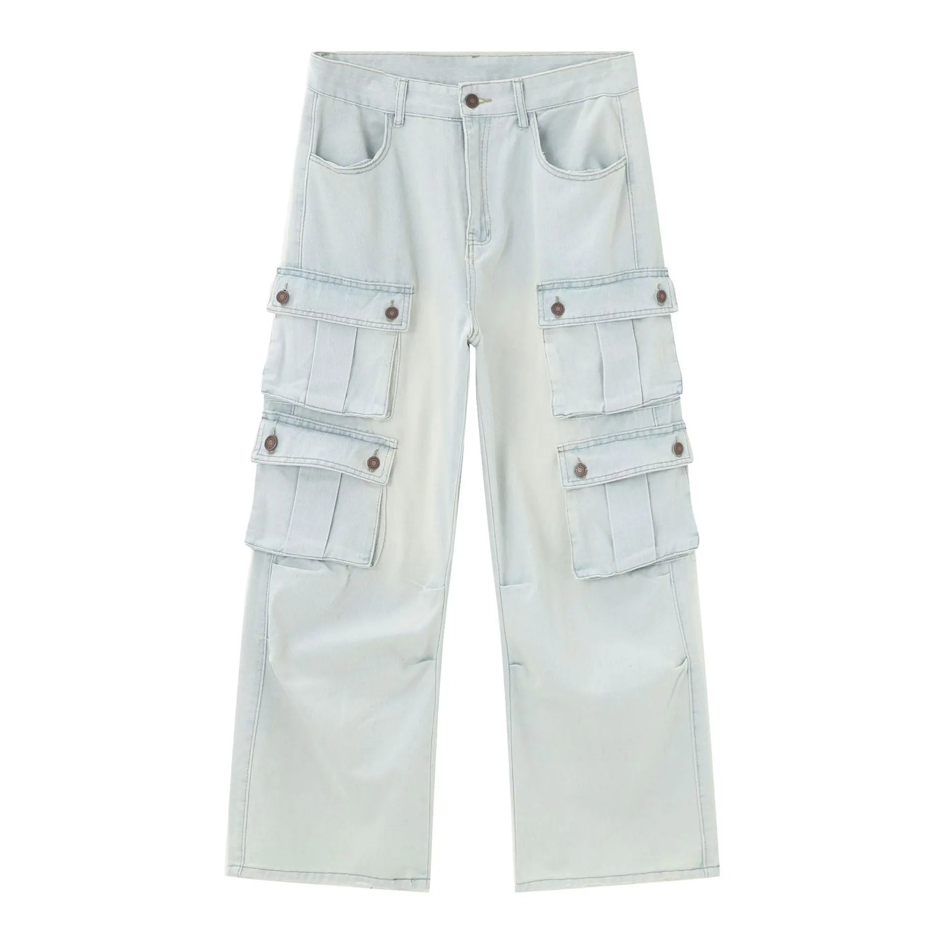 2025 Cargo White Denim Jeans Fashion Big Boy Baggy Pocket Jeans Quality Jeans Four Pocket