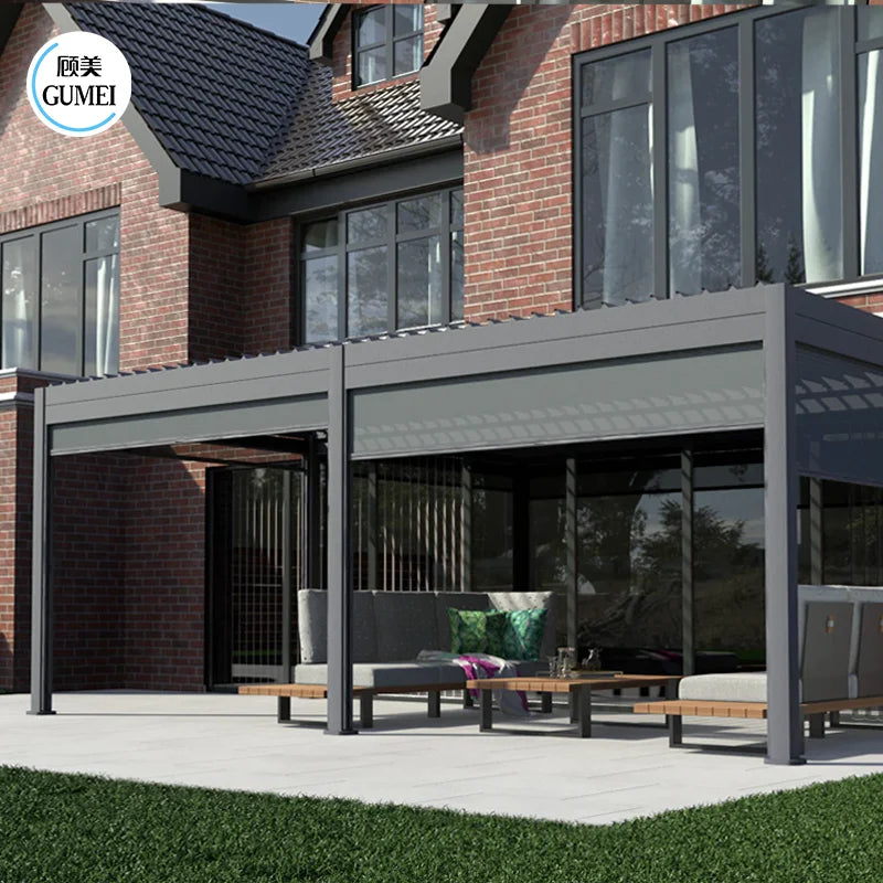 Garden Sets Outdoor Furniture Patio Modern Motorized Opening Roof Waterproof Aluminum Garden Pergola