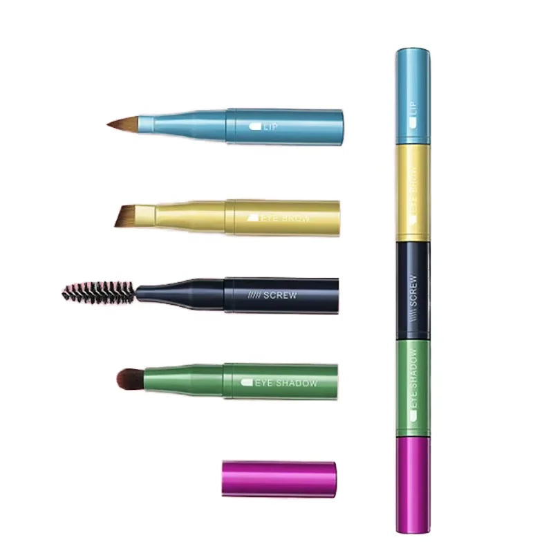 Hot Selling Custom Pen-Shape Portable 4-in-1 Travel Makeup Brush Set Single Multi-size Eyelash Eyebrow Beauty Tool Handle