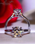Silver 925 Original 0.5-2 Carat Round Brilliant Cut Diamond Test Past Sparkling D Color Moissanite Wedding Ring Gemstone Jewelry