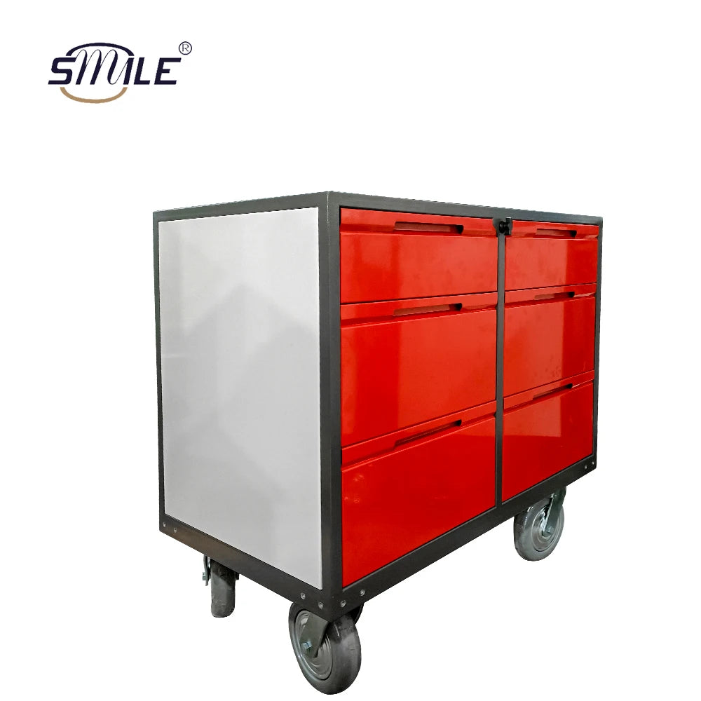 SMILE Customizable Sheet Metal Fabrication Services Workshop Metal Tool Storage Cabinet Widely Used Rolling Tool Trolley