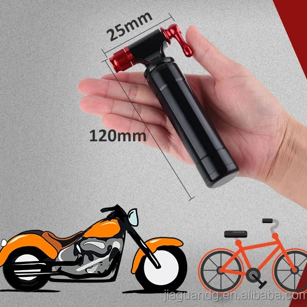 Mini Portable High Pressure CO2 Bike Air Pump with Aluminum Alloy for Bicycle Tire Inflator Schrader/Presta Valves
