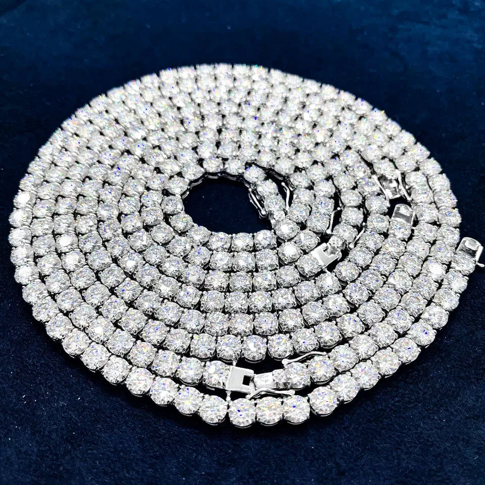 Fine Moissanite Jewelry 6.5MM With 925 Sterling Silver D Vvs1 Diamond Necklaces Moissanite Tennis Chain Bracelets for Men Women