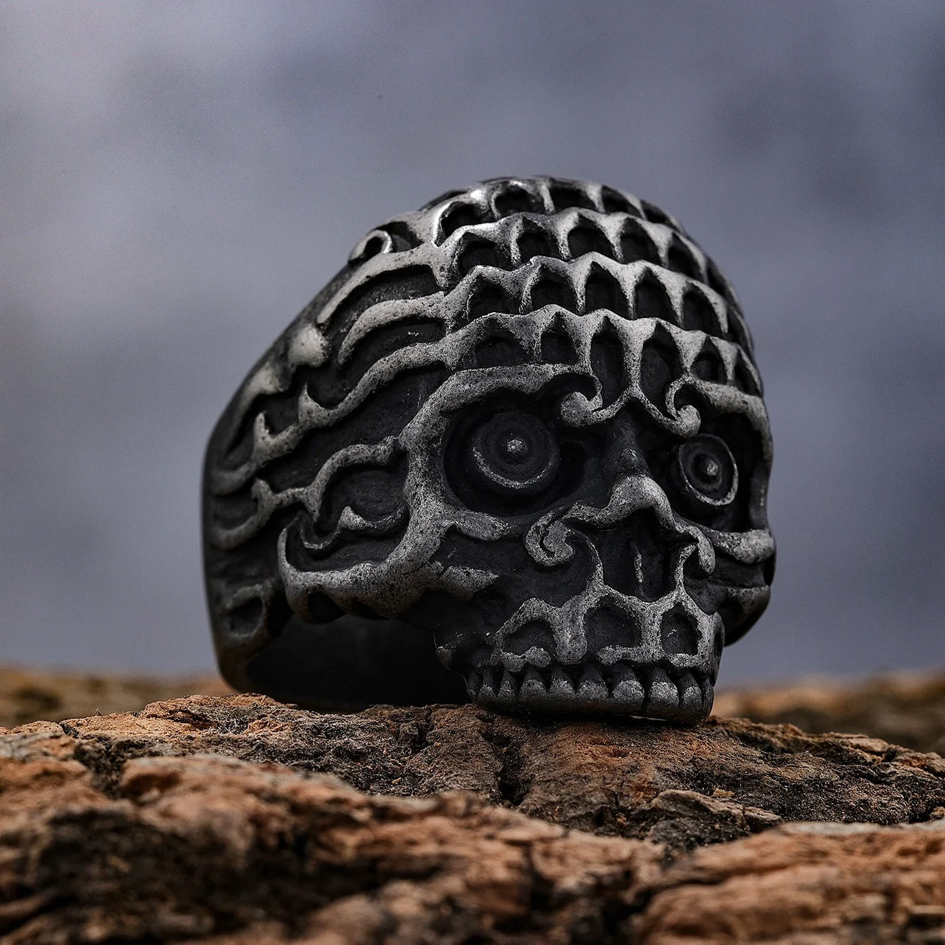 Factory Instock Vintage Punk Rings Set Stainless Steel Gothic Biker Rings Skeleton Skull Ring Size7-13