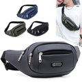 Large Capacity PU Sports Business Crossbody Fanny Pack Multifunction Waterproof Adjustable Chest Waist Bag With 5-zipper Pockets