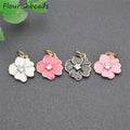 Trendy Jewelry Gold Plated Metal Brass Colorful Enamel Flower Charms Pendants for Earring Bracelet Necklace
