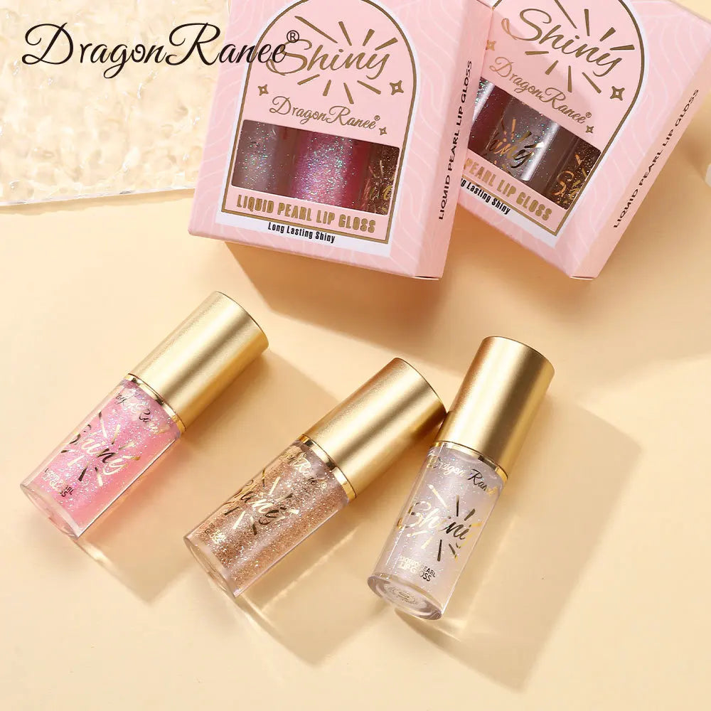 Dragon Ranee 3pcs Large Brush Head Mirror Pearl Lip Oil Glaze Hydrating Lip Moisturizing Fine Lip Care