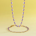 Bohemia White Purple Oil Drip Enamel Butterfly Jewelry Sets Adjustable Handmade Gold Plated Butterfly Chain Necklace Bracelets