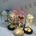 I-8001 Wholesale Valentine's Day Gift Box Set Romantic Wedding Artificial Flower Dome Glass Cover Led Light Red Rose for Women