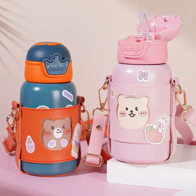 500ml Cute Cartoon Stainless Steel Kids Water Bottle Factory Price Insulated Vacuum Thermos for Travel Free Sample