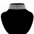 2022 New Silver Rhinestone Bar Chokers for Women Multi-Stripes Hollow out Wide Punk Necklaces for Wedding Occasions