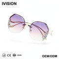 2023 New Arrival Luxury Trendy Rimless Diamond Sunglasses for Women Unique Design Shades Sunglasses Fashion in Stock
