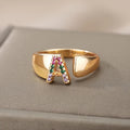 New Letter Inlaid Zircon Women's Ring Accepting Customized Services