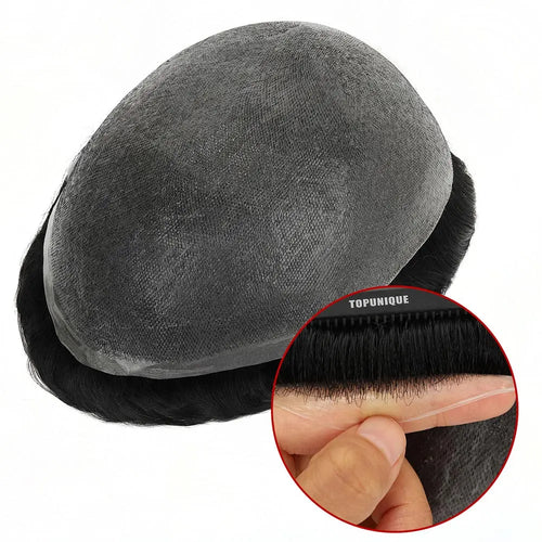 0.02-0.03mm Ultra-Thin Poly Skin silicone Toupee For Men Hair Toupee System Best Quality for Barbers Salon Stylists TUS01