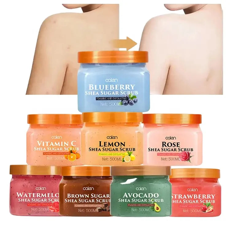 Private Label Rose Scent Fashion Scrubs Bath Foaming Shea Butter Scrub Exfoliating Body Scrub
