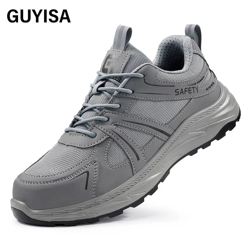 GUYISA   European Standard Steel Toe Cap Grey Anti - Smash and Anti - Pierce Safety Shoes