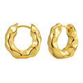 Irregular Concave Convex Surface Design Copper Plated 18K Gold Woman Earrings Textured Round Ear Buckles