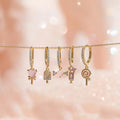 New Designer Lovely Zircon Hoop Ear Ring Cute Girl Pink Ice Cream Candy Copper Plated 18k Gold Huggie Pendant Earrings for Women