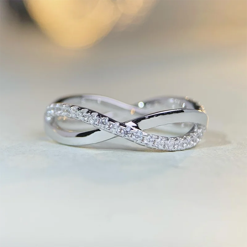 Vintage Fine Jewelry 2024 CZ Cubic Zircon Twist Rings Technology China Wholesale Rings Engagement Accessories Women Custom Made