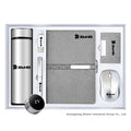 High-End 6 in 1 Business Gift Set Amazing Customized Logo Flask Pen Notebook USB Mouse for Annual Meetings Promotional Gifts
