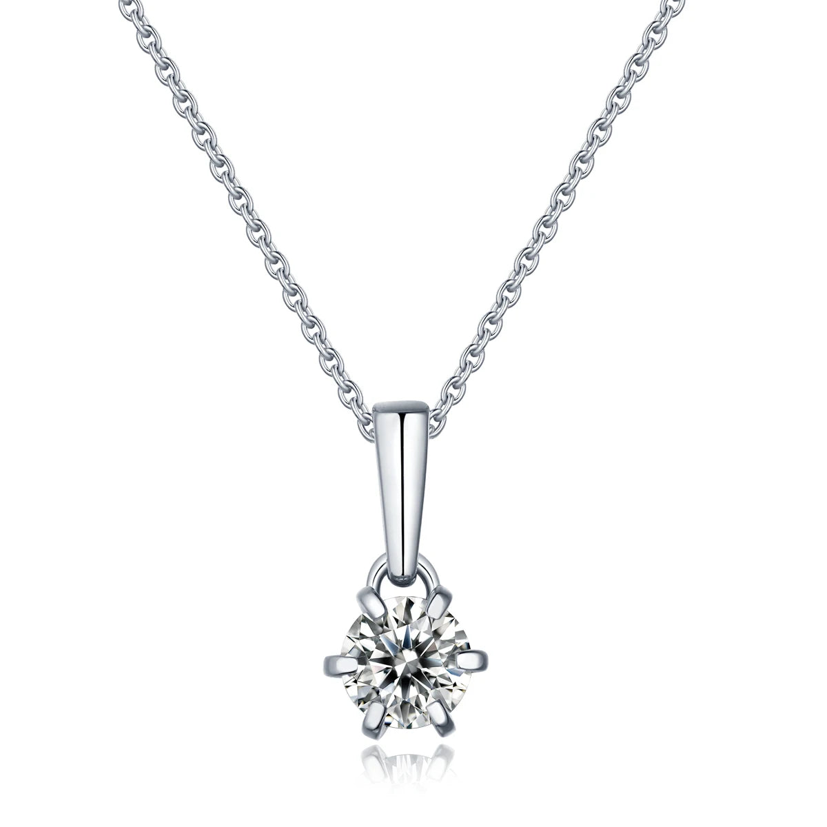 1 Caret Moissanite Pendant Necklace 925 Sterling Silver Classic Six Claws Elegant Wedding and Engagement Jewelry Women Necklace