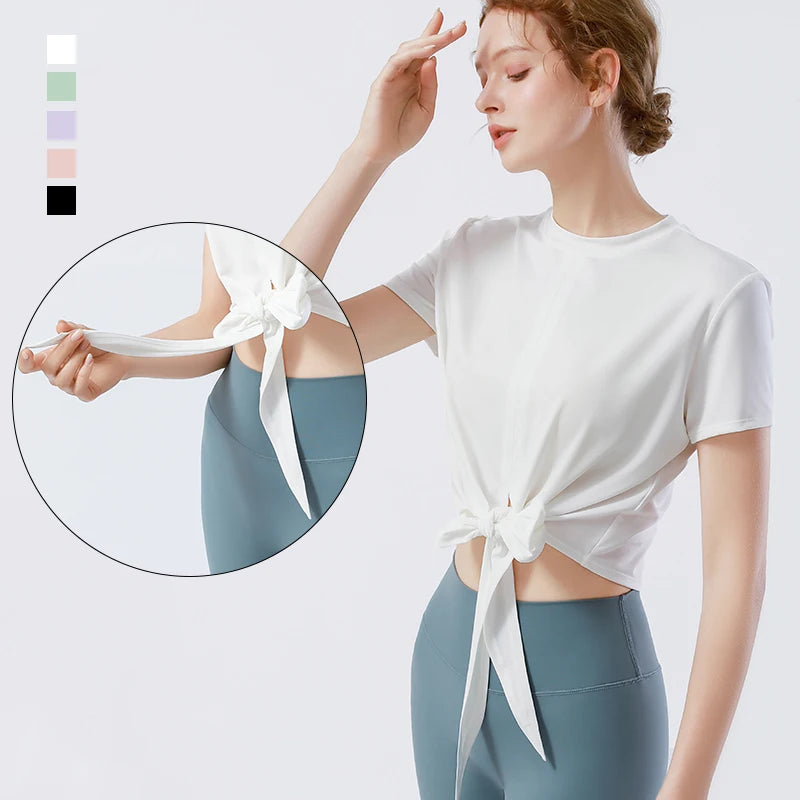 New Knottable Design Fitness Quick Dry Breathable T-shirt Women Short Sleeves Sports T-shirt for Gym
