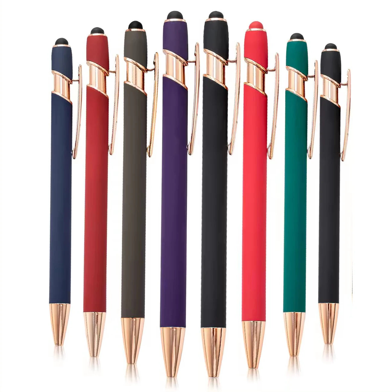 Promotion Rod Aluminum Stylus 2 In1 Metal Ballpoint Pen With Rose Gold Press Customized Printed Stylo Logo for Mobile Phone