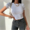 Blank Bay Tee Y2k Crop Tops Shirt Thin Cotton Breathable Plain T-shirt Women