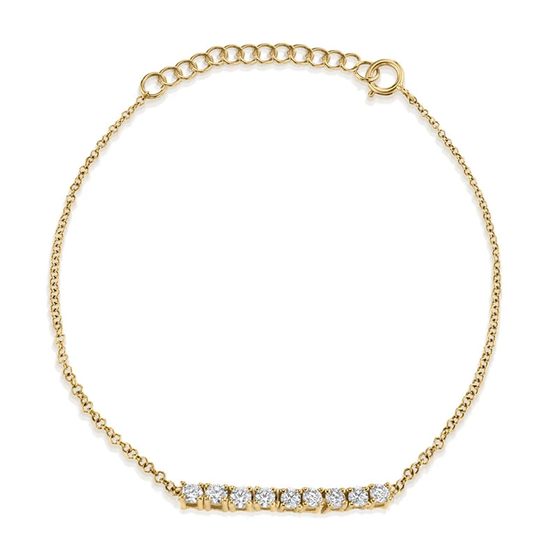 Gemnel Fashion Women Jewelry 925 Silver 18k Gold Vermeil Diamond Mini bar Cz Bracelet